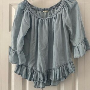 Lightweight Denim Flouncy Top